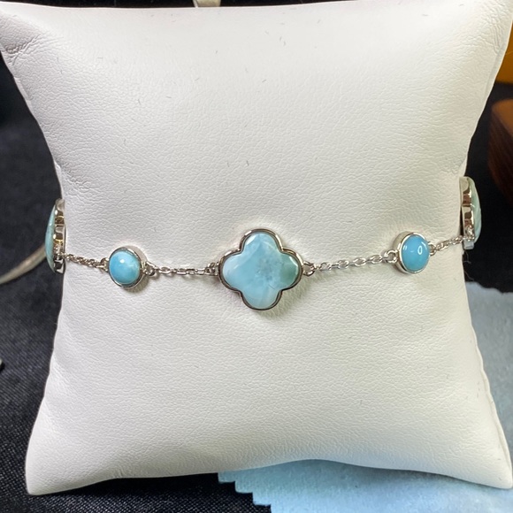 Beautiful Larimar And 925 Bracelet - Picture 1 of 4